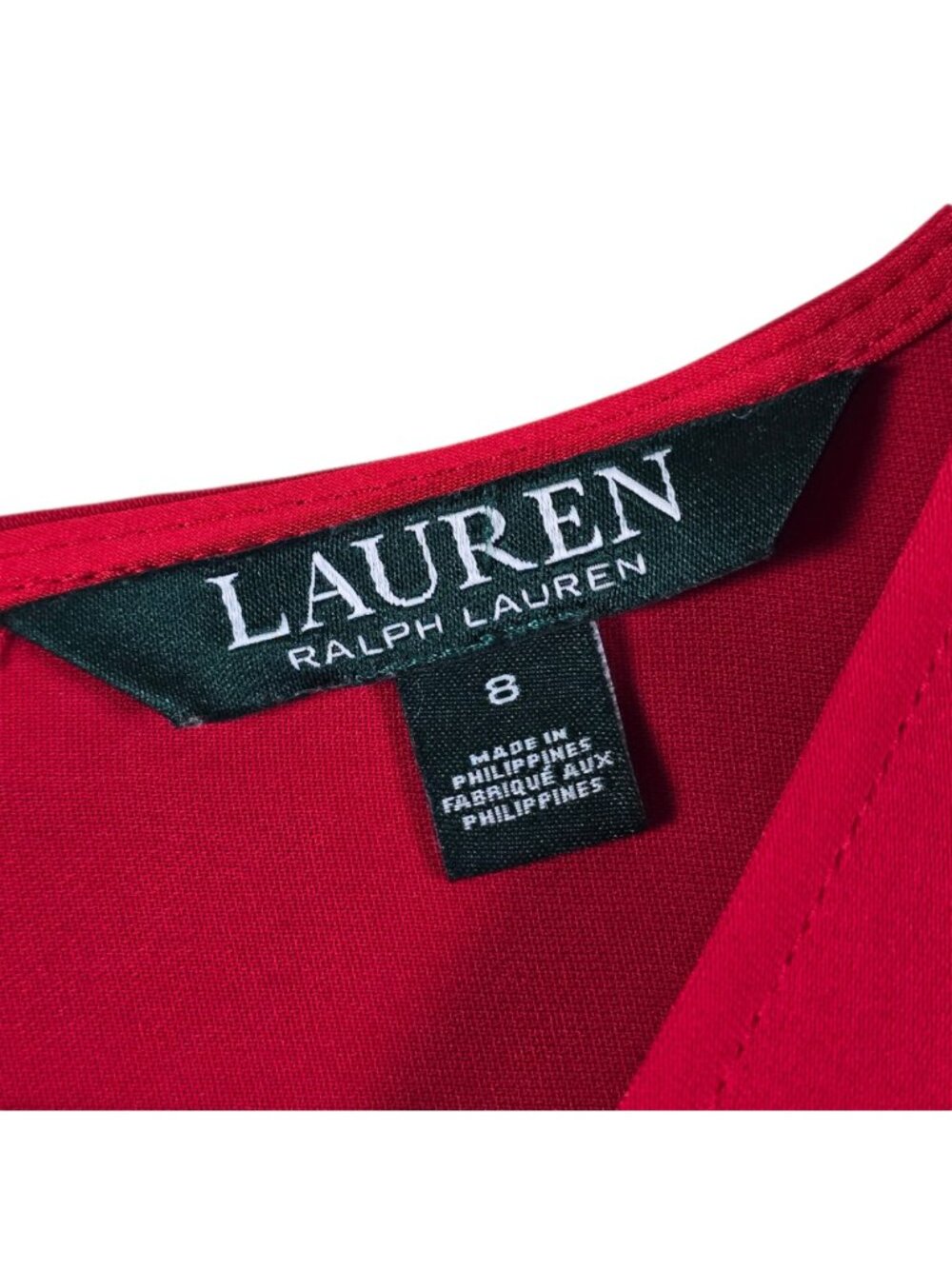 Ralph Lauren LRL Womens Red Drawstring V-Neck Wide Flare Sleeves Jumpsuit Size 8 - Picture 10 of 12